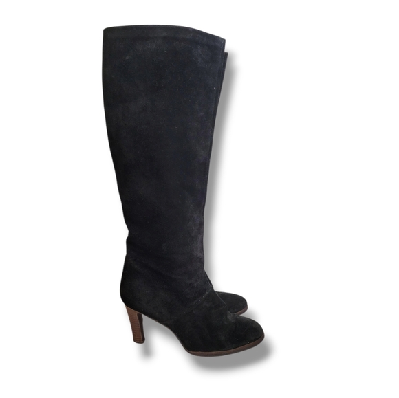 Joyce California Shoes - Joyce California Vintage Black Suede Knee High Boots Size 8.5 Tall Heel